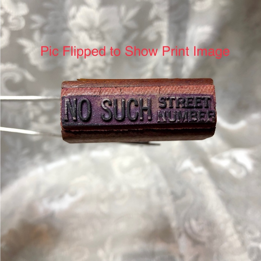 Antique Wood and Rubber Stamp USPS No Such Street Number